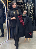 کت مجلسی زنانه درباری کرپ تیکه دوزی مدل گل