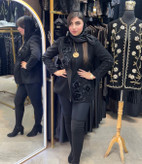 کت مجلسی درباری تیکه دوزی مدل گل مشکی