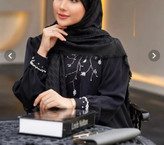 عبای جلو بسته کرپ الیزه جواهر دوزی