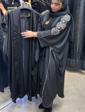 عبای جلو باز جواهر دوزی مدل ترمه ( مشکی و نقره ای)