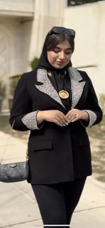 کت زنانه مجلسی یقه انگلیسی سنگ دوزی