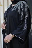 عبای زنانه مجلسی سنگ دوزی مدل خطی نقره ای