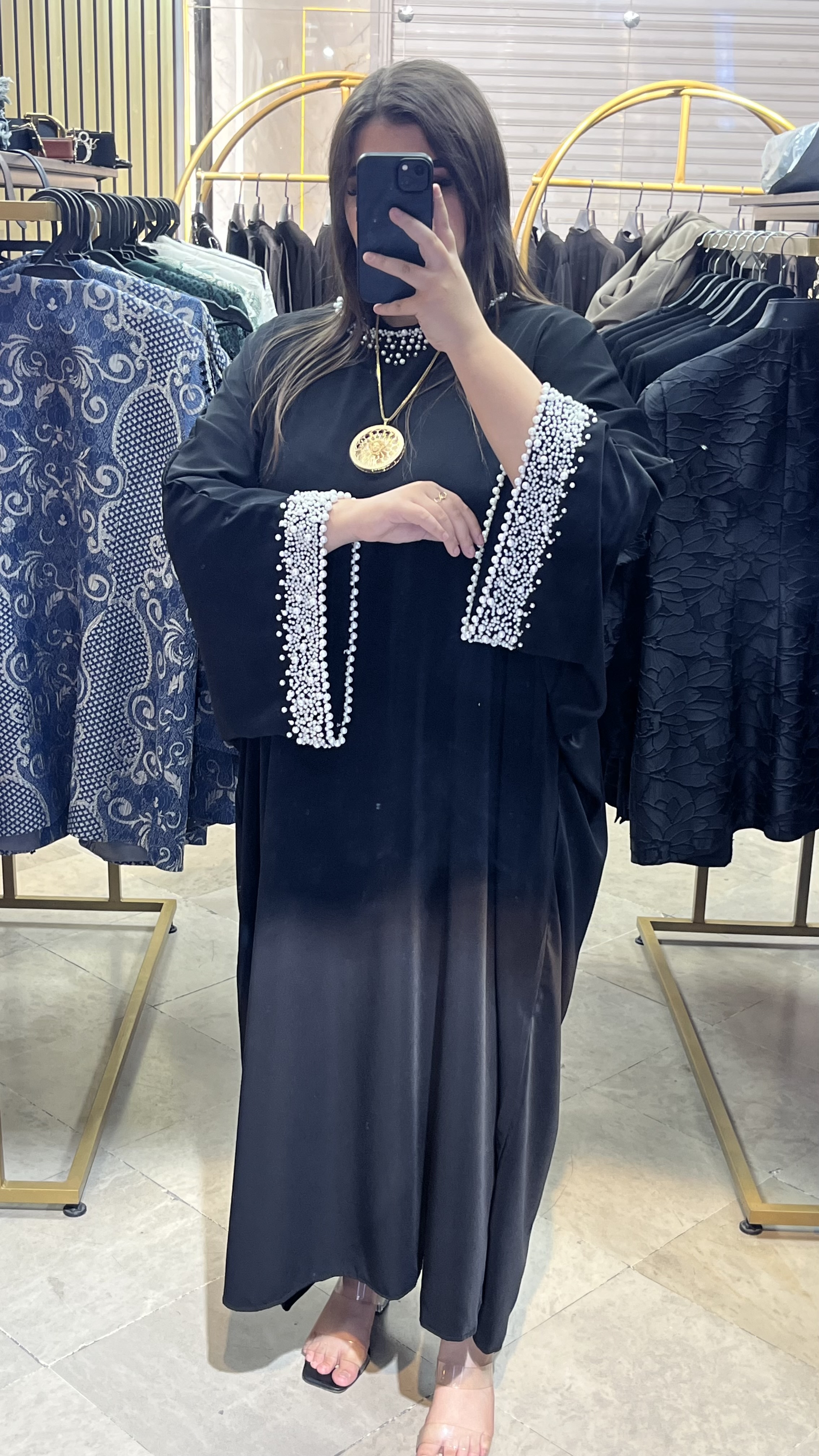 عبا زنانه جلو بسته مدل مروارید