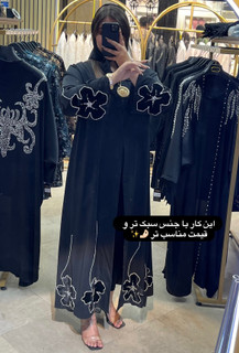 مانتو اماراتی گل مخمل برجسته