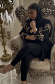 کت مزونی زنانه کرپ درجه یک باجواهردوزی طلایی